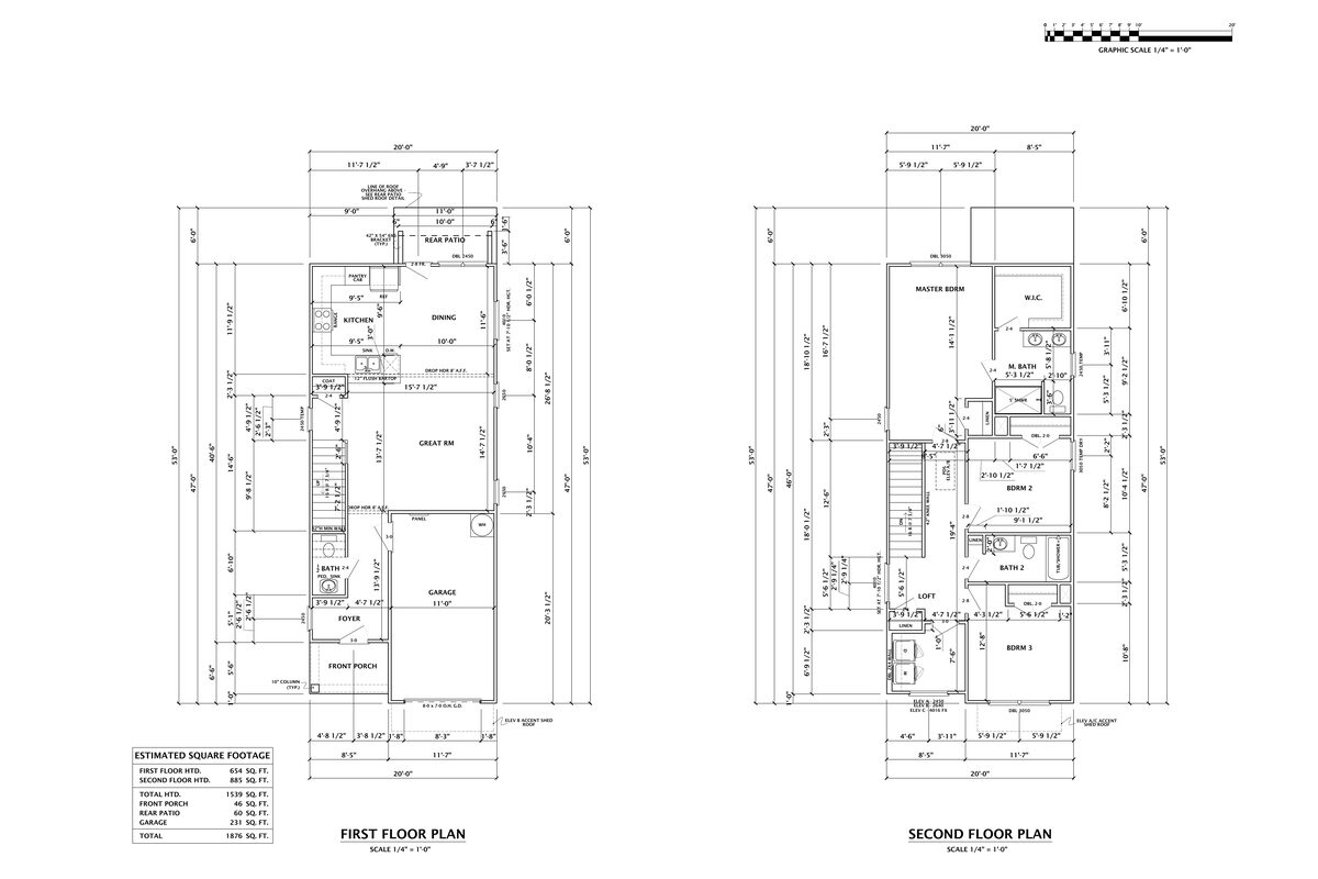 Palmetto first- and second-floor plan drawing